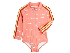 Mini Rodini long-sleeved swimsuit pink with seagulls UPF 50+